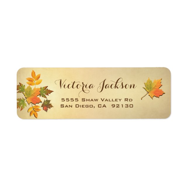 Rustic Fall leaves address label (Front)