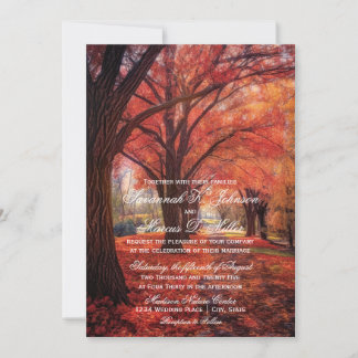 Rustic Fall Leaves Autumn Nature Wedding Invitation