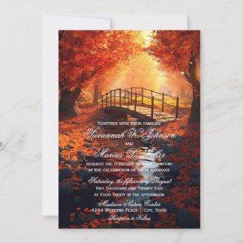 Rustic Fall Leaves Autumn Nature Wedding Invitation by WillowTreePrints at Zazzle