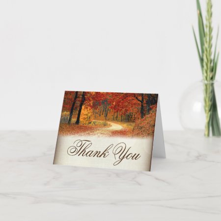 Rustic Fall Leaves Autumn Thank You Cards