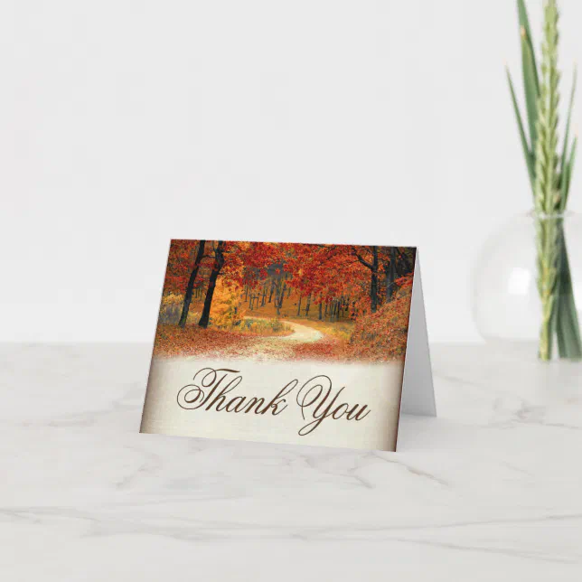 Rustic Fall Leaves Autumn Thank You Cards | Zazzle