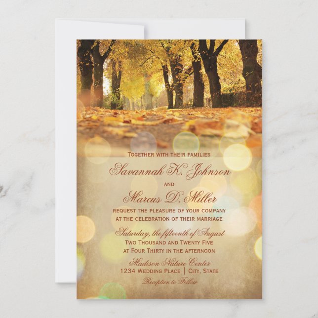 Rustic Fall Leaves Autumn Wedding Invitations (Front)