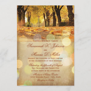 Rustic Fall Leaves Autumn Wedding Invitations