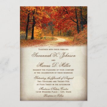 Rustic Fall Leaves Autumn Wedding Invitations by WillowTreePrints at Zazzle