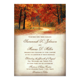 Rustic Fall Leaves Autumn Wedding Invitations