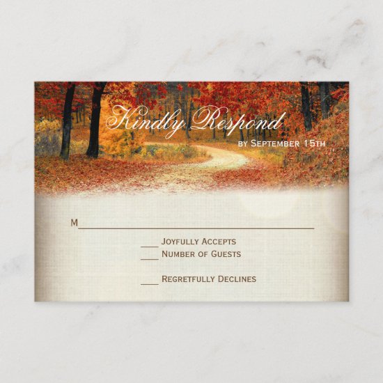 Rustic Fall Leaves Autumn Wedding RSVP Cards