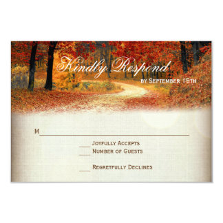 Rustic Fall Leaves Autumn Wedding RSVP Cards
