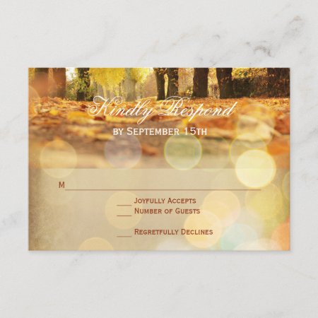 Rustic Fall Leaves Autumn Wedding Rsvp Cards