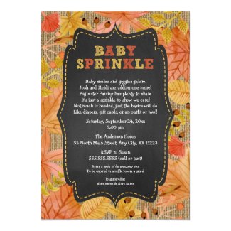 Rustic Fall Leaves Baby Sprinkle / baby shower Card