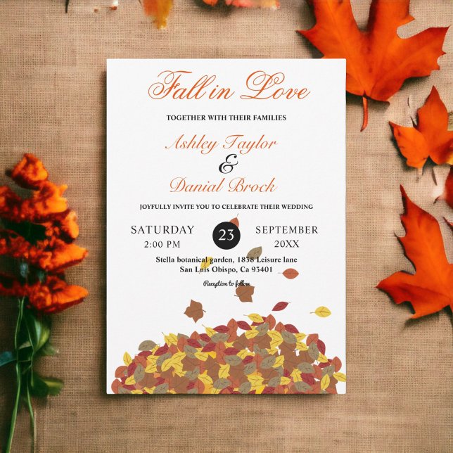 Rustic Fall Leaves Boho Autumn Floral Wedding Invitation (Creator Uploaded)