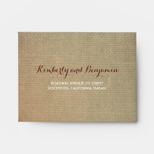 Rustic Fall Leaves Burlap Texture Wedding RSVP Envelope