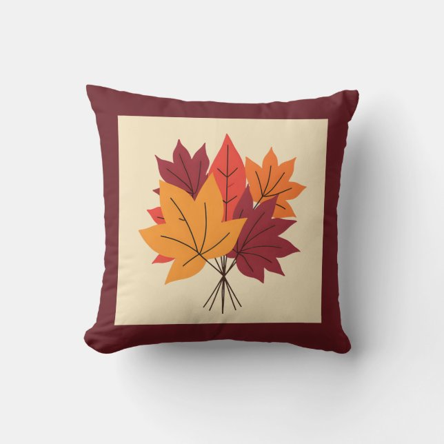 Rustic Fall Leaves Decor Accent - Autumn Farmhouse Throw Pillow (Front)