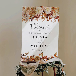 Rustic Fall Leaves Engagement Party Foam Boards