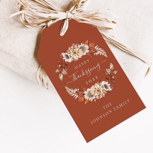 Rustic Fall Leaves Happy Thanksgiving Gift Tags