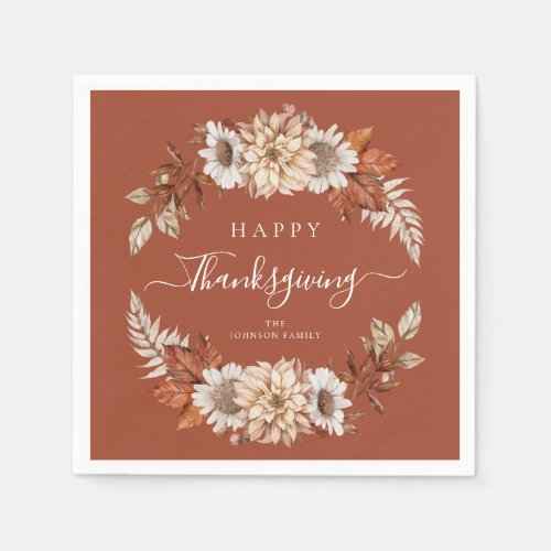 Rustic Fall Leaves Happy Thanksgiving Napkins