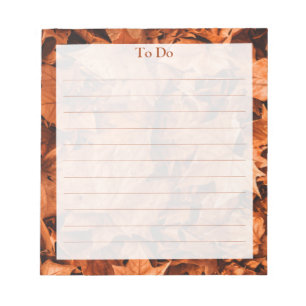 Rustic Fall Leaves Lined To Do List Notepad