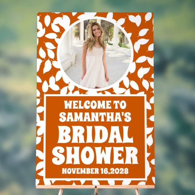 Rustic Fall Leaves Photo Bridal Shower Welcome  Acrylic Sign (Neutral)