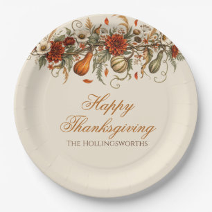 Rustic Fall Leaves Pumpkin Thanksgiving Dinner  Paper Plates