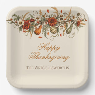 Rustic Fall Leaves Pumpkin Thanksgiving Dinner Paper Plates