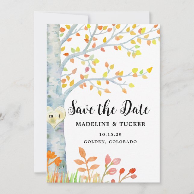 Rustic Fall Leaves QR Code Save the Date  (Front)