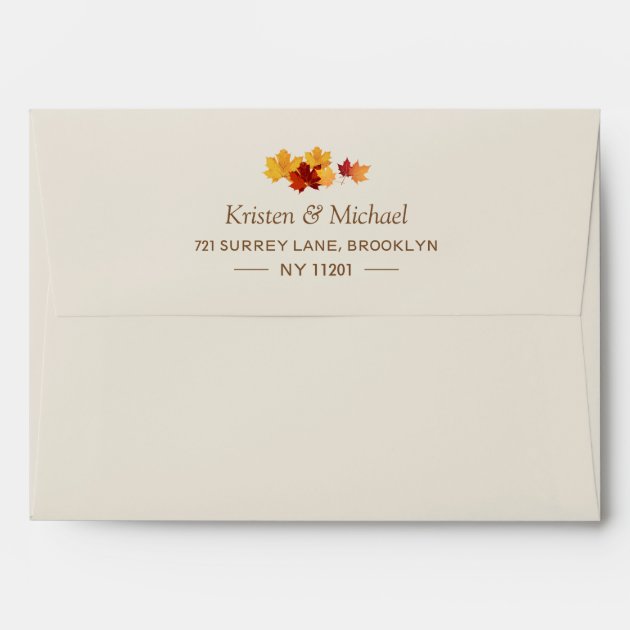 Rustic Fall Leaves String Lights Return Address Envelope