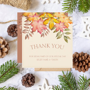 Rustic Fall Leaves Terracotta Wedding Thank You Card