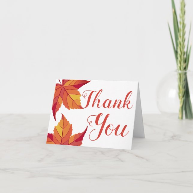 Rustic Fall Leaves Thank You Invitation (Front)