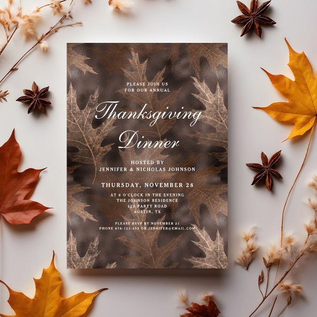 Rustic Fall Leaves Thanksgiving Dinner  Invitation (Rustic Fall Leaves Thanksgiving Dinner Invitation)