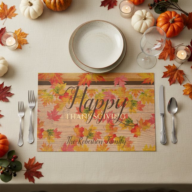 Rustic Fall Leaves Thanksgiving Paper Placemat (Creator Uploaded)
