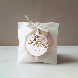 Rustic Fall Leaves Wedding Classic Round Sticker