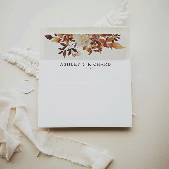 Rustic Fall Leaves Wedding Envelope Liner (Creator Uploaded)