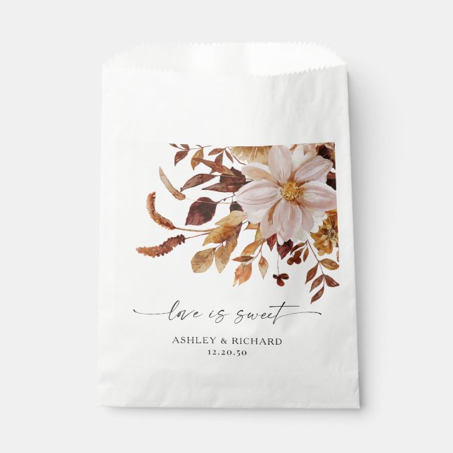 Rustic Fall Leaves Wedding Favor Bag (Front)