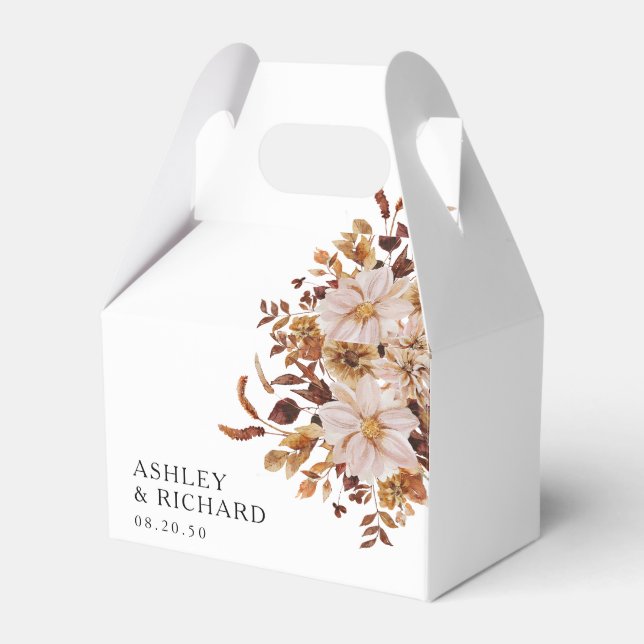 Rustic Fall Leaves Wedding Favor Boxes (Front Side)