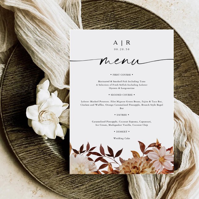 Rustic Fall Leaves Wedding Flat Menu (Creator Uploaded)