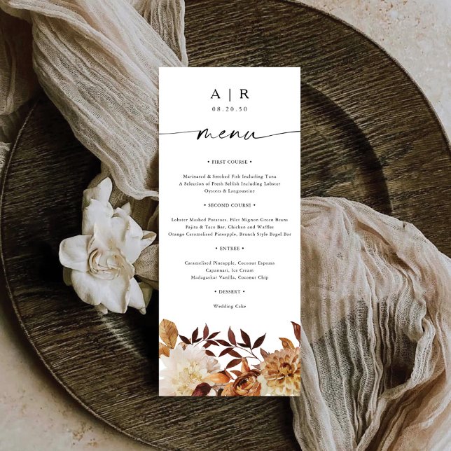 Rustic Fall Leaves Wedding Flat Menu (Creator Uploaded)