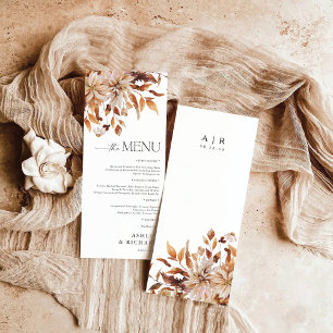 Rustic Fall Leaves Wedding Flat Menu