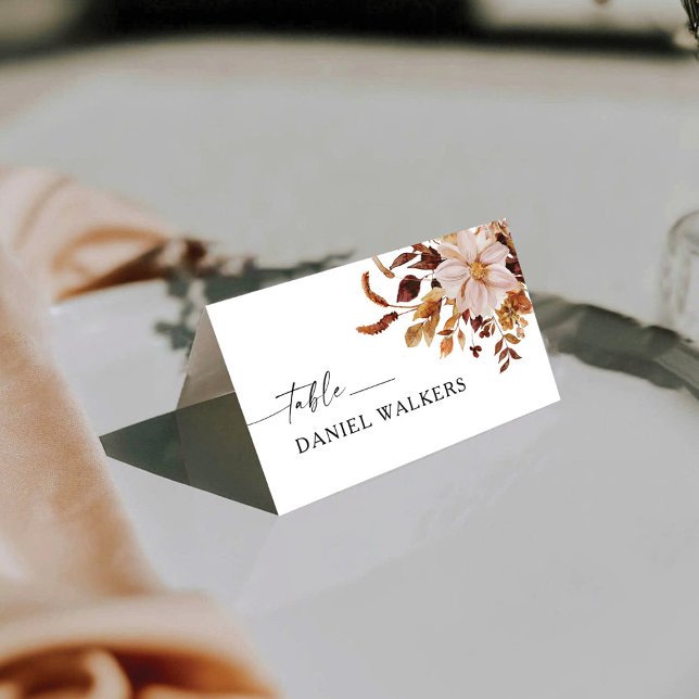 Rustic Fall Leaves Wedding Folded Place Card (Creator Uploaded)