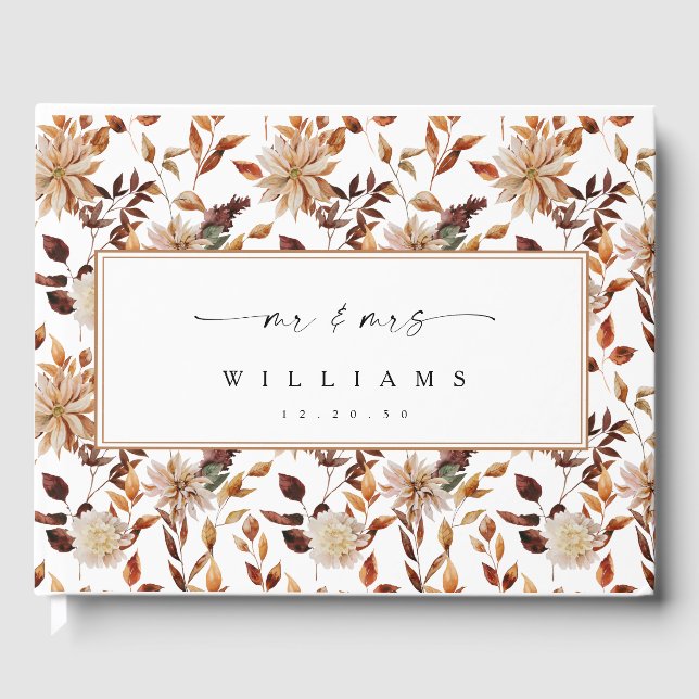 Rustic Fall Leaves Wedding Guest Book (Front)
