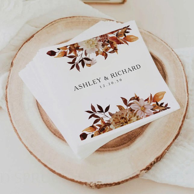 Rustic Fall Leaves Wedding Napkins (Creator Uploaded)