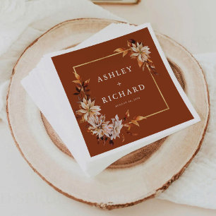 Rustic Fall Leaves Wedding Napkins