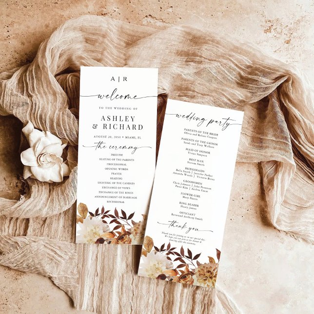 Rustic Fall Leaves Wedding Program (Creator Uploaded)