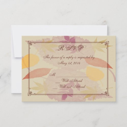 Rustic Fall Leaves Wedding Response Card