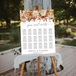 Rustic Fall Leaves Wedding Seating Chart Foam Boar Board