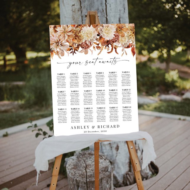 Rustic Fall Leaves Wedding Seating Chart Foam Boar Foam Board (Creator Uploaded)