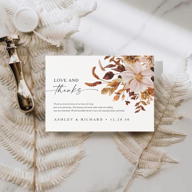 Rustic Fall Leaves Wedding Thank You Card (Creator Uploaded)