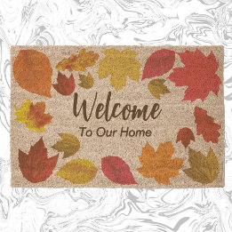 Rustic fall leaves Welcome To Our Home coir Fiber Doormat