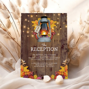 Rustic Fall Lights Autumn Leaves Wedding Reception Enclosure Card