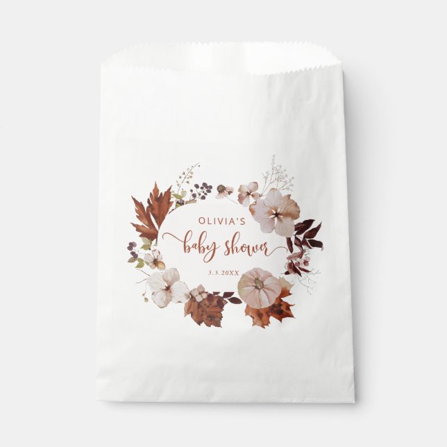Rustic fall little pumpkin baby shower favor bag (Front)