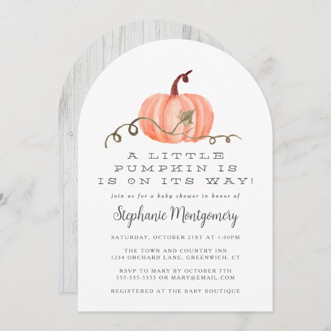 Rustic Fall Little Pumpkin Baby Shower Invitation (Front/Back)