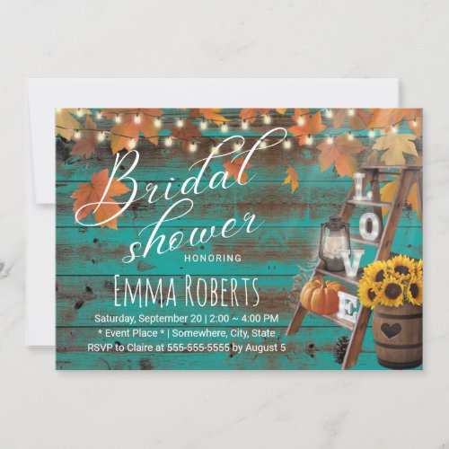 Rustic Fall Love Ladder Wine Barrel Bridal Shower Invitation